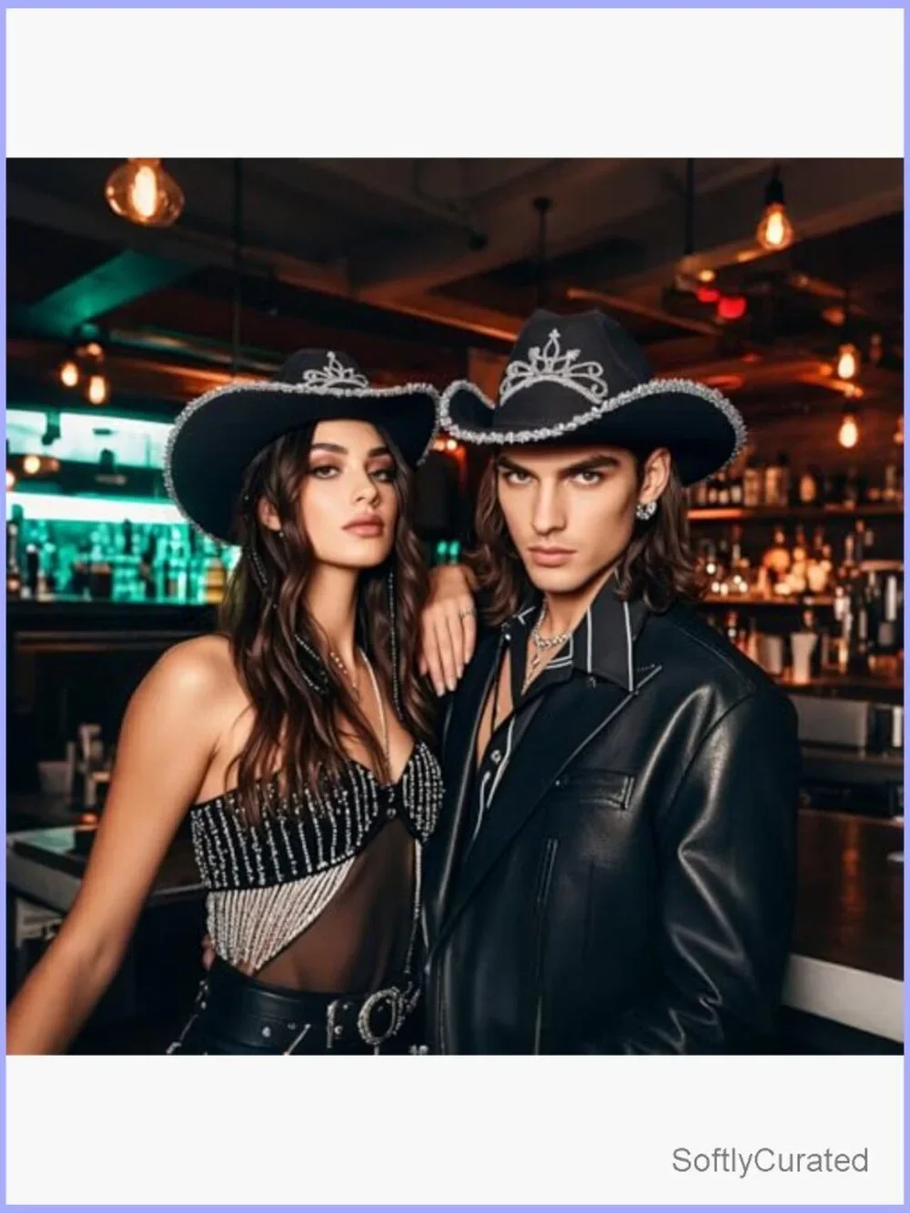 Preppy Sparkly Cowboy Hat Cowgirl Hat with Tiara Crown Sequins